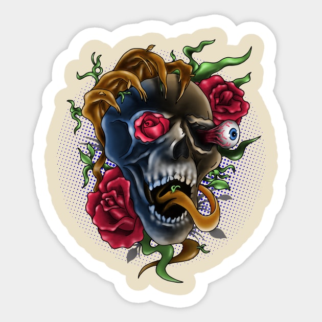 tattoo skull Sticker by VicInFlight